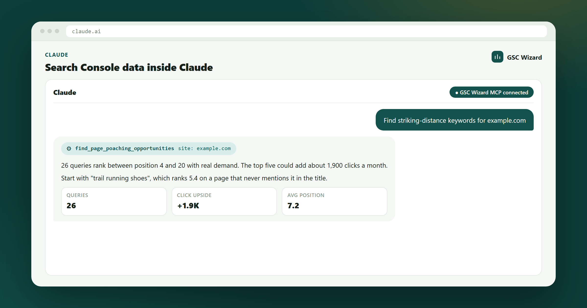 MCP de Search Console para Claude: referencia del servidor | GSC Wizard